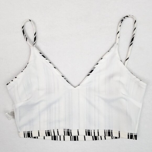 Windsor Womens Crop Top Lined Size M White with Black Stripes - Picture 8 of 8